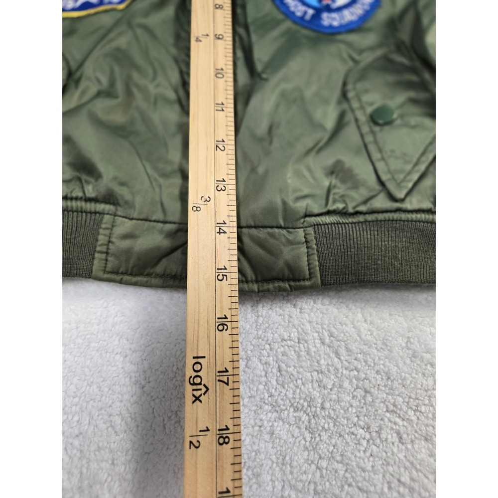 Kids 4T Flight Bomber Jacket Olive Green Military Patches Aviator Top Gun - Picture 5 of 10